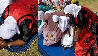 Nana Oye Lithur  when she joined Muslims in Adentan to pray