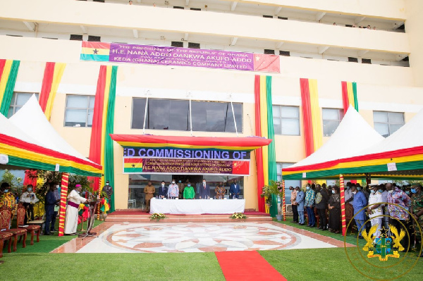 President Akufo-Addo at the commissioning of the rubber company