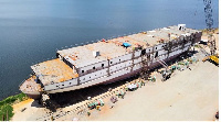 The construction of the MV Mwanza Hapa Kazi Tu ongoing being built at the cost of Sh97.5 billion