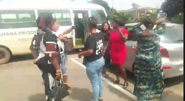 Family of the late Victoria Dapaah at the court premises