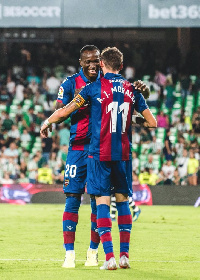 Dwamena grabbed an assist in his first game for Levante