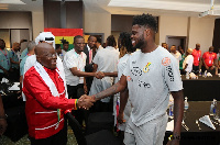 President Akufo-Addo greets Thomas Partey