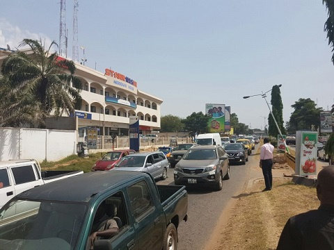 This was the situation in front of Starr FM as at 10:30am Tuesday