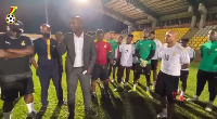 Anthony Baffoe interacting with the players