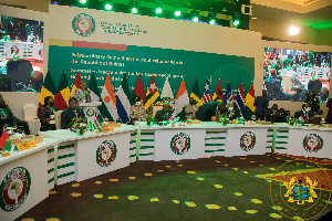 ECOWAS leaders in a group photo after a summit in Accra