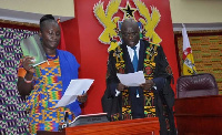 Gifty Twum Ampofo being sworn in