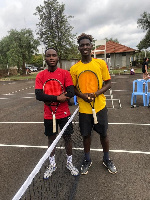 Johnson Acquah (right) of UEW and his opponent Emmanuel Wettey