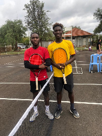 Johnson Acquah (right) of UEW and his opponent Emmanuel Wettey