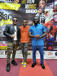 Van Calebs (middle) with Van Vicker and Prince David Osei