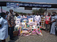 Ophelia Mensah Hayford making donation to Saltpond Government Hospital