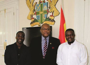 DJ Abrantee (capital Xtra UK) H.e Victor  Smith (Ghana High Commissioner UK), V. Nartey Festival DIR