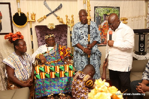 Nana Akufo-Addo addressing the Anwomefia of Anloga, Togbui Sri III