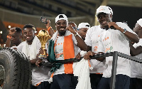 Serge Aurier with the AFCON trophy