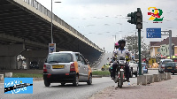 Vehicular movement around malfunction traffic light at Kwame Nkrumah Interchange in Accra