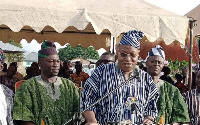 Prof. Joshua Alabi speaking on behalf of John Mahama during 2023 Deng festival