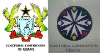 The old Ghana Electoral Commission logo (L) and the new logo (r