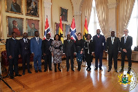 The president with some ministers and officials in Norway