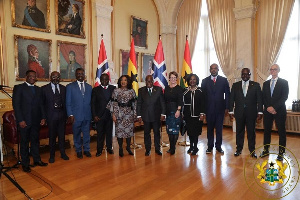 The president with some ministers and officials in Norway