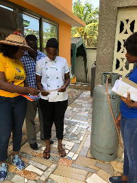 Members of the team interacting with a staff of one of the eatries