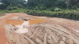 A deplorable road at the Nkroful district