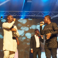 Joe Mettle [L] onstage with protege Luigi Maclean