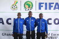 Coach Eric Amponsah (middle) with some colleagues at the training