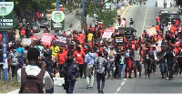 Some NDC protestors at the Electoral Commission Headquarters