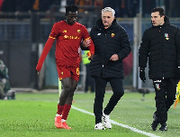 AS Roma head coach, Jose Mourinho and Felix Afena-Gyan