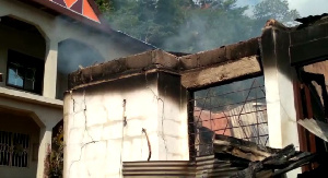 The four-bedroom house was razed down by fire at dawn