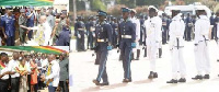 Officers marching during the event