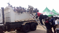 File photo: Journalists packed in a tipper truck to cover last year's Independence Day celebration.