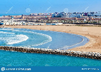 Rabat Morocco Rabat Beach aerial panoramic view, Kasbah Udayas Fortress Rabat Morocco Kasbah