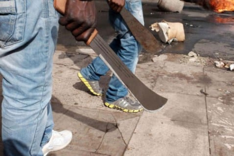 A man in possession of a machete