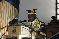 Prof. Ebenezer Oduro Owusu delivering his report