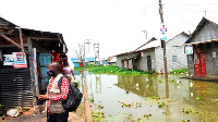 A flooded neighbourhood at Lambu Landing Site in Masaka District