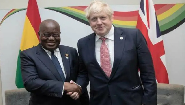 President Akufo-Addo(L) and UK's Boris Johnson (R)