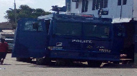 Police personnel deployed to guard the traditional palace of Gbese Mantse