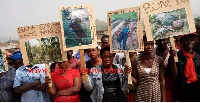 Some members of the Agogo Youth embarking on a demonstration