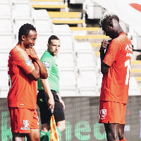 Ghana international Isaac Atanga celebrating with a team mate