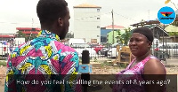 A victim of the collapsed building sharing her story with GhanaWeb's George Ayisi