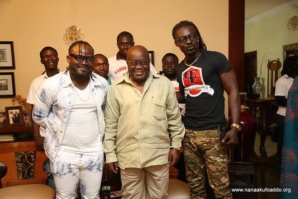 President  Akufo-Addo with Kente (Praye Tenten) and Cartel Big J (Praye Tietia)