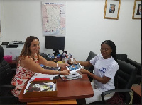 eShun and a representative of UNCHR in Dakar, Senegal Ms. Teresa Vazquez