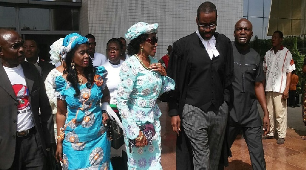 Nana Konadu with Lawyer Ace Ankomah in court