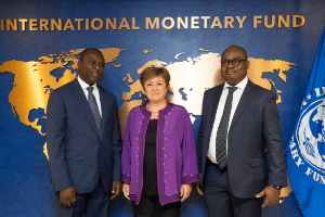 Ghana’s Finance Minister Dr. Adam, Kristalina Georgieva (IMF MD) & BOG Governor Addison