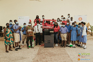 Employees of Vivo Energy Ghana and a section of the students