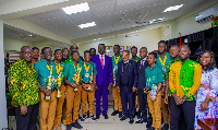 Dr. Yaw Osei Adutwum with the winners of the obofest World Championships, Prempeh College