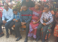 Late Ruth Eshun's husband and children at the Funeral