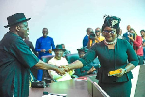 Bayelsa governor swearing in second wife as high court judge