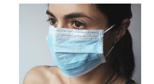 A photo of how a surgical mask is worn