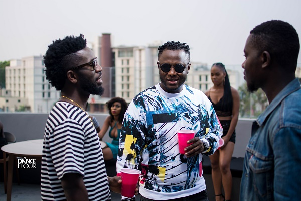 DJ Mensah with Bisa Kdei on set